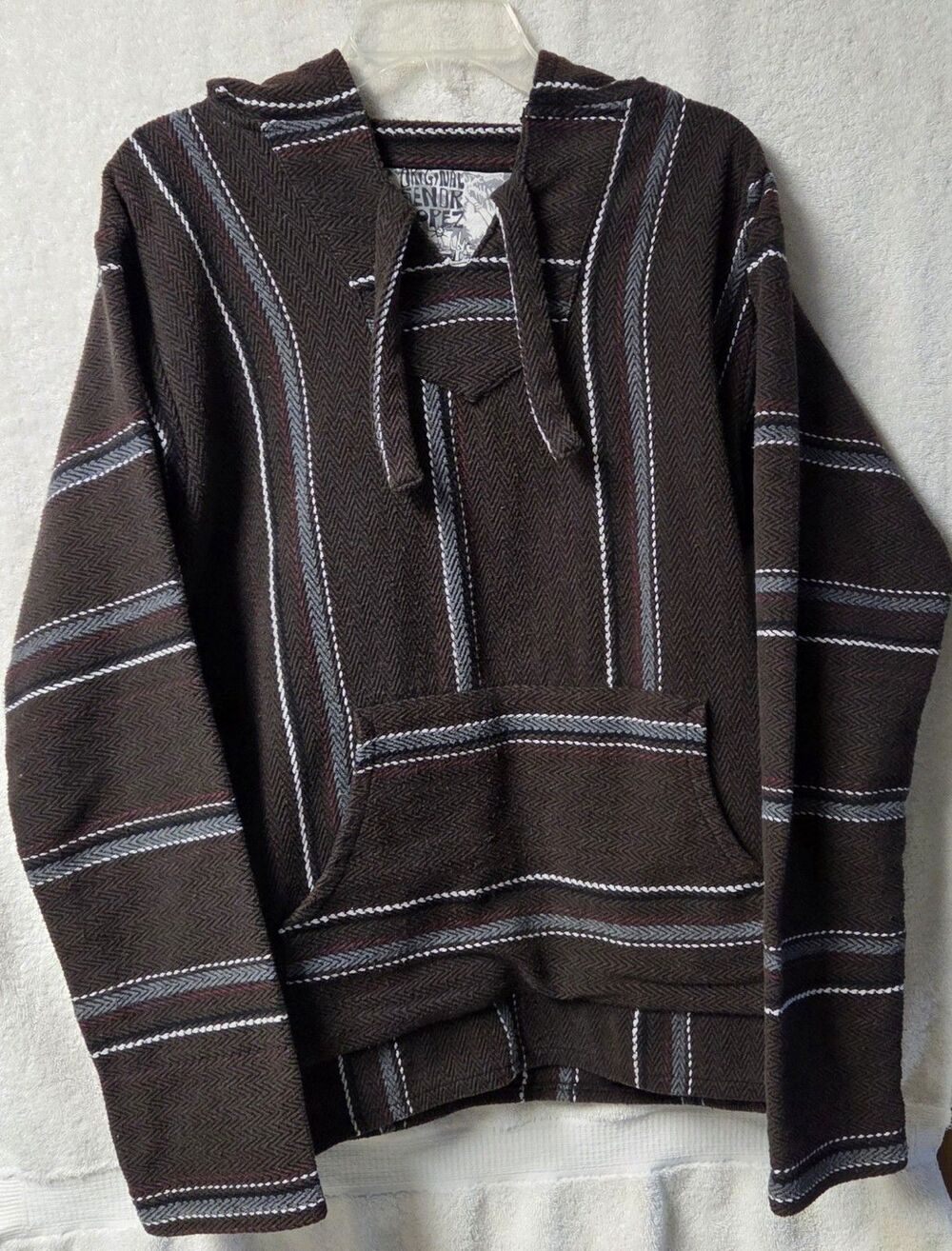VTG 80s/90s Original Senor Lopez Baja Hoodie Poncho Drug Rug Surfer Clothing